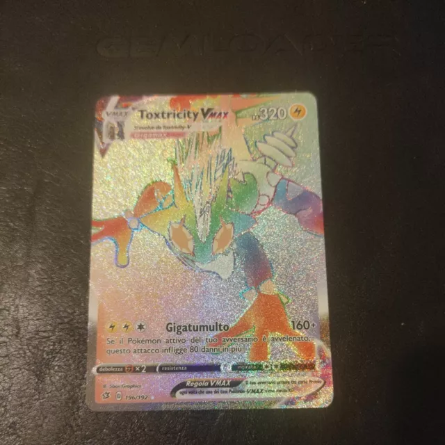 Carta Pokemon TOXTRICITY V MAX VMAX 196/192 HYPER FRAGORE RIBELLE IN  ITALIANO