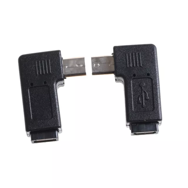 2X 90DEGREE MICRO Left &Right Angle USB Male to Female Plug Adapters ...