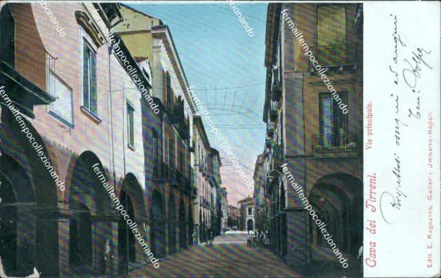 ba348 cartolina cava dei tirreni via principale salerno campania 1905