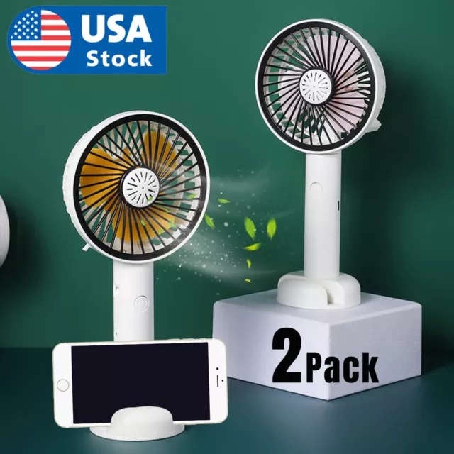 Portable Rechargeable LED Light Fan Air Cooler Mini Desk USB Fan +18650  Battery