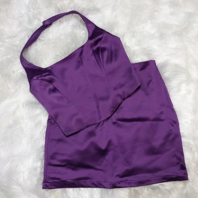 New House of Harlow 1960 Purple Two Piece Mini Skirt and Halter Top Set Size XS