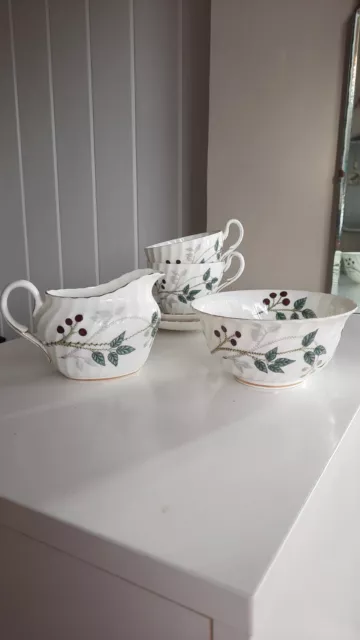 Vintage Foley Bone China Cream Jug Sugar Bowl with Two Teacups And Saucers 2