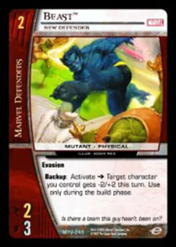 VS System: Beast, New Defender [Played] Marvel Team-Up TCG CCG Classic Marvel DC