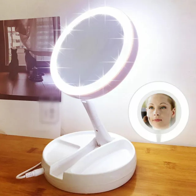 10X Magnifying Make Up Mirror with LED Lights Double Sided Shaving Illuminated