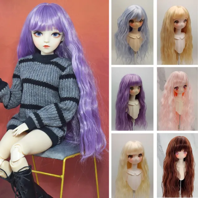 Soft BJD Doll's Long Curly Wavy Hair Wig with Bangs for 1/3 1/4 1/6 BJD Dolls