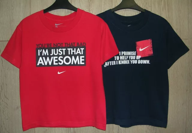 Nike 2 x Red Navy Blue T-Shirt Tops Thick Quality Age 8 128cm