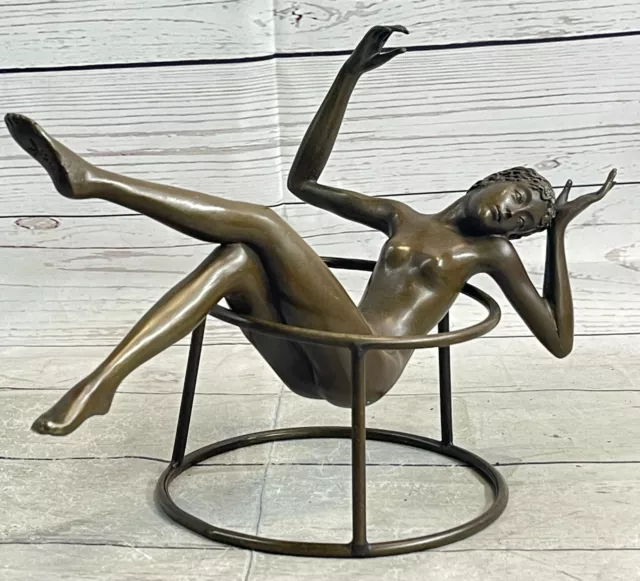 Firmado Original Nick Desnudo Femenino Abstractas Medio Siglo Bronce Escultura