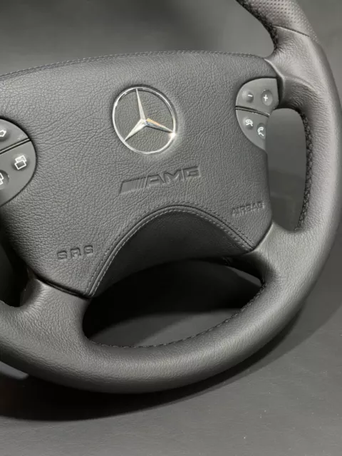 AMG Steering Wheel Mercedes-Benz CLK W208 E W210 G W463, Genuine Leather, Black, 3