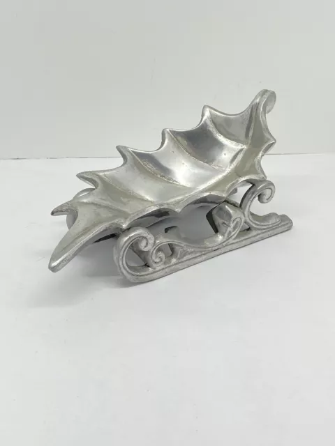 Metal Holly Leaf Sleigh Candy Dish 2 Pieces India