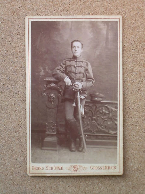 KABINETTFOTO um 1880 18er Husar Säbel Sachsen ( 9619