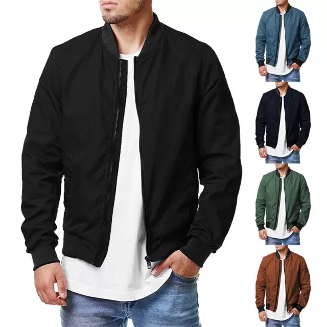 Men Spring Fall Casual Thin Jacket Lightweight Sportswear Full-Zip Coat * +