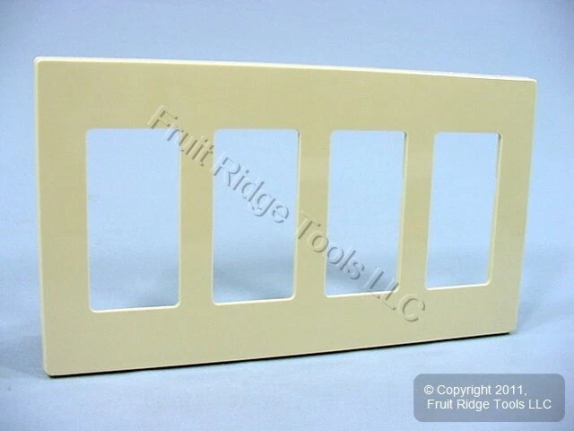 Leviton Ivory Decora SCREWLESS 4-Gang Wallplates GFCI GFI Cover 80312-I 10-Pack