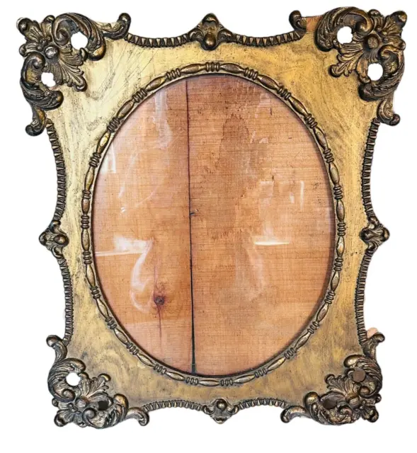 Antique vtg Victorian 1800"s Frame gold Gilded Wood ornate w glass 25.5"H