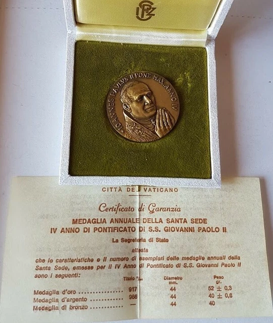 VATICANO MEDAGLIA PAPA Giovanni Paolo II - IV Anno di Pontificato 1982 ...