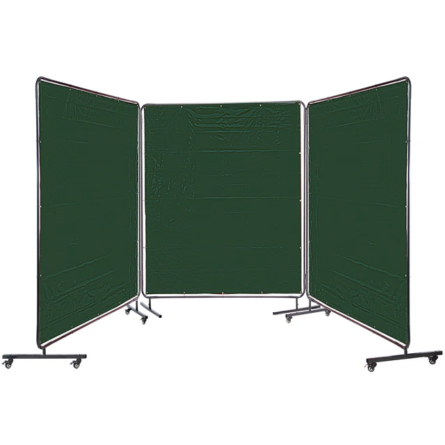 VEVOR Welding Screen Welding Curtain 3 Panel 6' x 6' Flame Retardant Frame Green