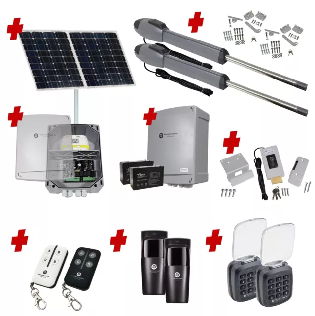 Solar OFF GRID Automatic Double Swing Driveway Gate Opener 24 Volt Kit ROBUST...