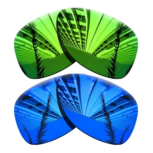 2 Pairs Polarized Lenses Replacement For-Oakley Dispatch 2-Green+Purple Blue