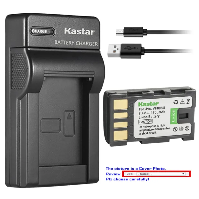 Kastar Battery Slim Charger for JVC BN-VF808 BN-VF808U & JVC GZ-HD300 Camcorder