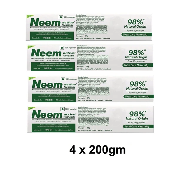 4 x Neem Active Toothpaste 200gm Each (4 x 200gm)