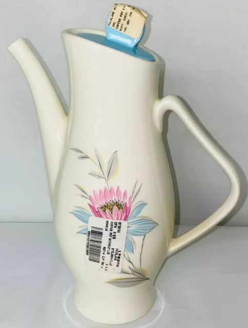 Steubenville FAIRLANE*TURQUOISE/PINK FLOWERS*10 1/2" COFFEE POT/TEA CARAFE W/STK