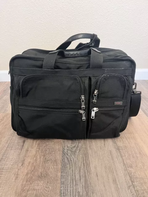 Tumi Expandable Black Ballistic Nylon Briefcase Work Shoulder Bag