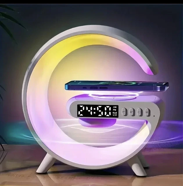Wireless Charging Station Bluetooth Speakers Lamp  Light Alarm Bedroom Light