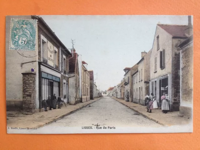 Carte Postale 1900 LISSES Essonne RUE de PARIS Hôtel Au Reveille Matin à BEAUJIO