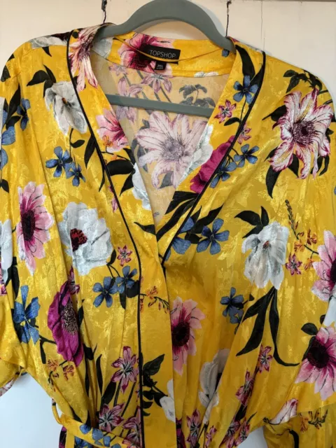 Yellow Print Topshop Heron Kimono Jacket UK 10