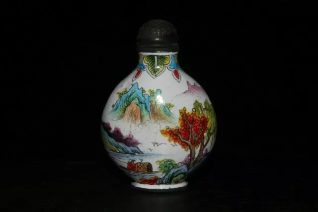 Chinese Copper Cloisonne Handmade Exquisite Landscape Snuff Bottle 56793