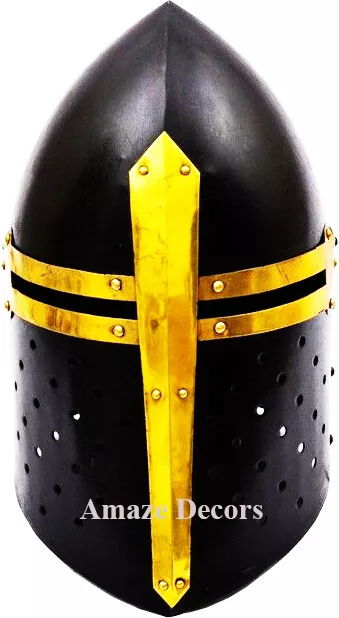 Medieval Black Knight Ancient Armour Helmet Collectible SCA SugarLoaf Helmet