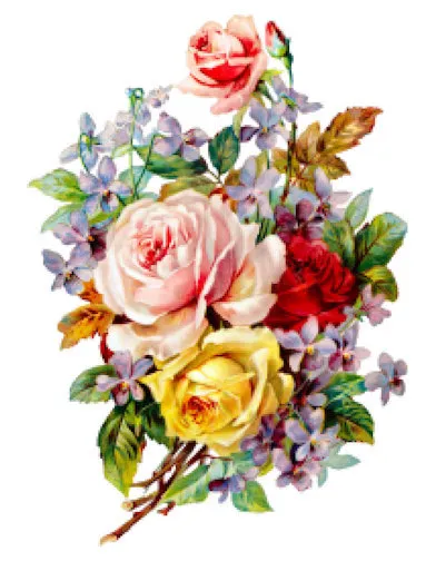 Vintage Image Shabby Victorian Roses Flower Bouquet Waterslide Decals FL329