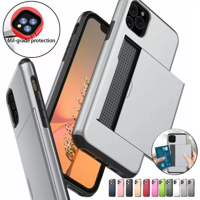 Hybrid Phone Case with Hidden Credit Card Holder For iPhone 15 14 13 12 XS 8 7+