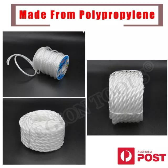 White Poly Rope Coils Roll Polypropylene Camping Tarpaulins Sailing Agriculture 2