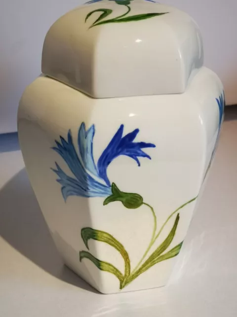 Artisan Ceramic Ginger Jar in White porcelain. Hand-painted. Pat Crawley(artist)