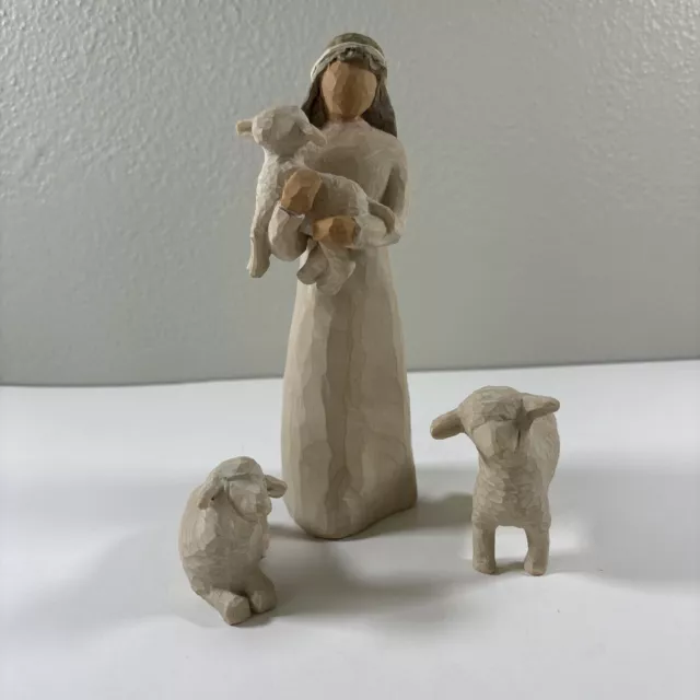 Willow Tree Nativity Shepherd with Lamb Sheep Figures Lordi 1999 Figurine