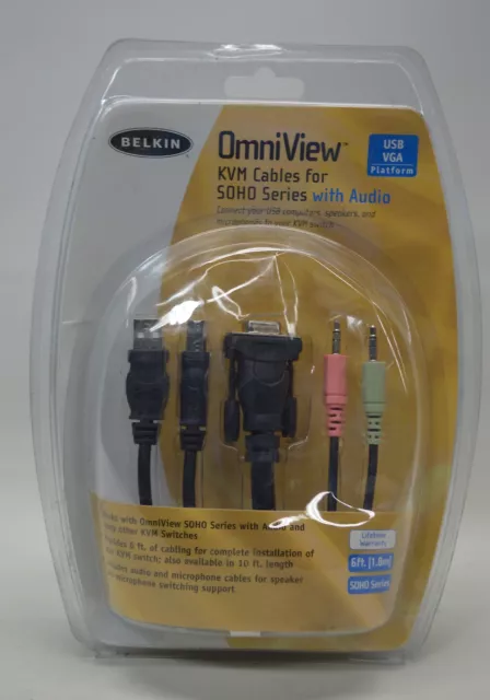Belkin OmniView KVM Cables for SOHO Series with Audio 6ft