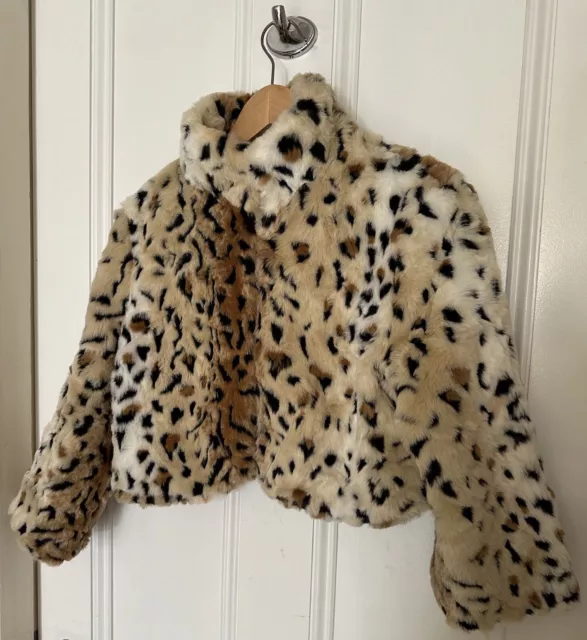 Imitation Leopard Fur Cropped Jacket Size 8-10