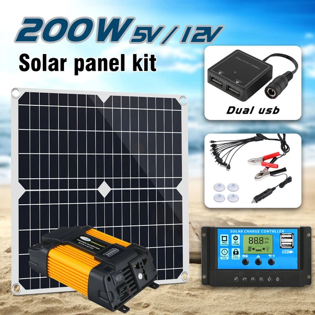 4000W Power Inverter 200W Solar Panel Battery Charger Car RV Marine Boat Caravan
