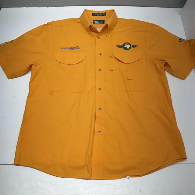 TIGER HILL FISHING Shirt Mens L Orange Performance Poplin Vented