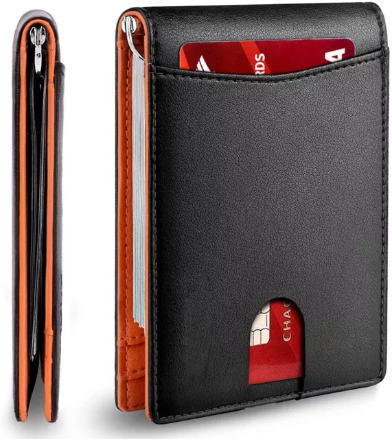 Minimalist Slim Wallet for Men with Money Clip RFID Blocking Front Pocket Wallet