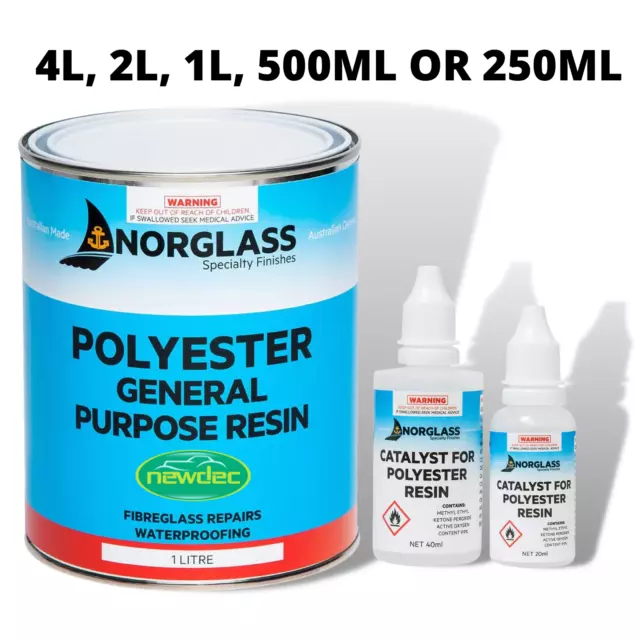 Fiberglass (Polyester) Resin And Hardener Kit Marine Polyester General Purpose