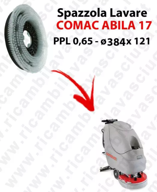 Cleaning Brush for scrubber dryer COMAC ABILA 17. Model: PPL 0,65  ⌀384 X 121