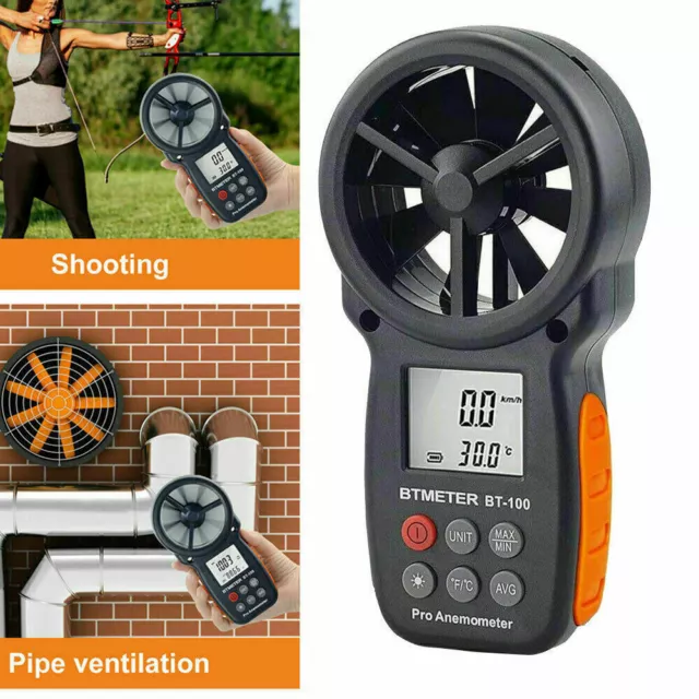 BTMETER Windmesser Anemometer MAX/MIN/AVG 30M/S Windgeschwindigkeit Temperatur