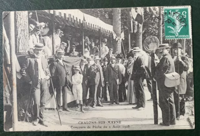 cpa 51 CHALONS-SUR-MARNE Concours de pêche du 2 août 1908