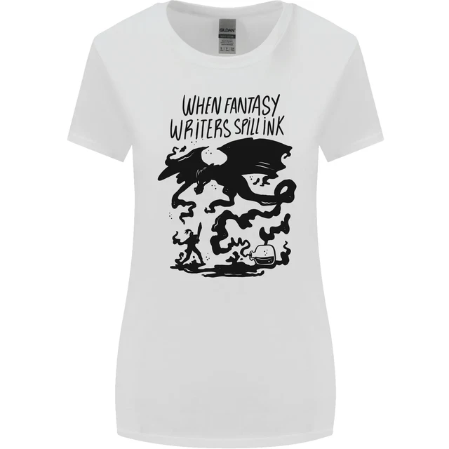 Fantasia Scrittore Autore Novelist Draghi Donna più Ampia Taglio T-Shirt