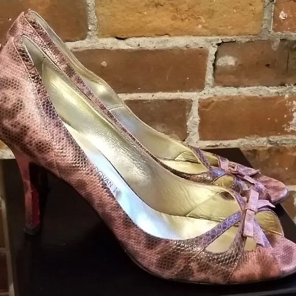 EUC Luciano Padovan PINK SNAKESKIN STILETTOS Sz 40