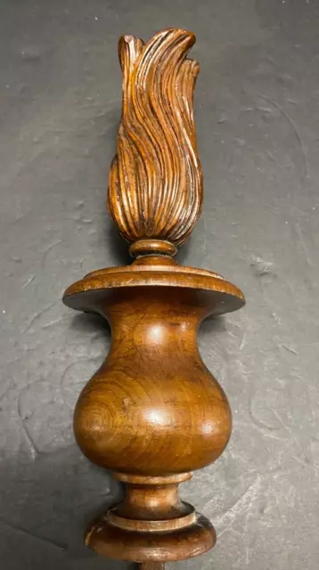 11" Flame Twist FINIAL Wood TOPPER Architectural Salvage Bed Highboy Arch CLOCK