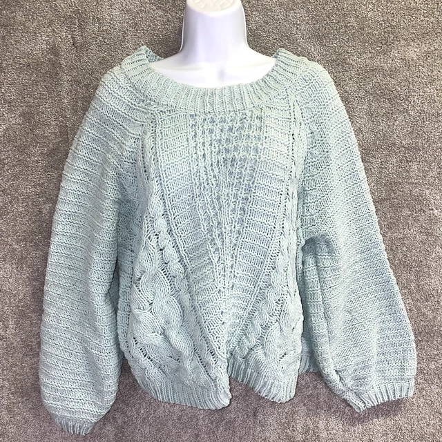 Harper Heritage Knit Sweater Women's Size Medium Turquoise Soft Cozy Comfy