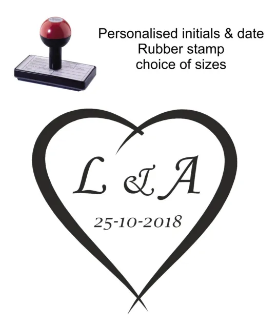 Personalised Heart Rubber Stamp Customised Wedding Initials Save The Date Gifts