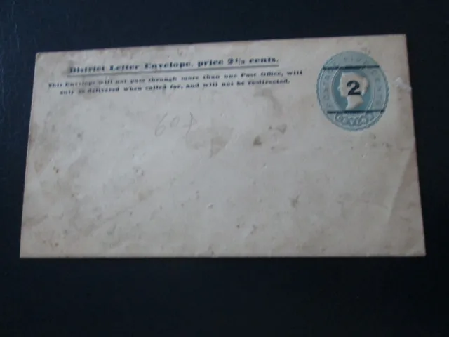 Blue Embossed 5 Cent CEYLON 2 with 2 line printed over it (Printed stationary)
